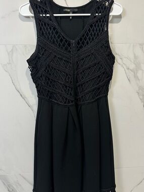 Maje Black Crochet Bodice Mini Dress